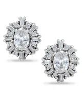 Giani Bernini Cubic Zirconia Baguette Halo Stud Earrings in Sterling Silver, Created for Macy's