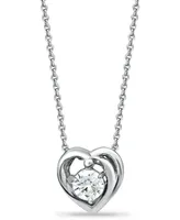 Giani Bernini Cubic Zirconia Heart Slider Pendant Necklace in Sterling Silver, 16" + 2", Created for Macy's