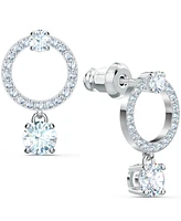 Swarovski Silver-Tone Crystal Circle & Charm Drop Earrings