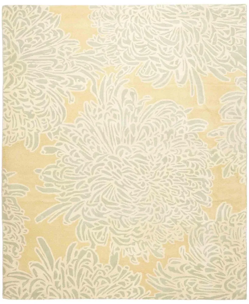 Martha Stewart Collection Chrysanthemum MSR4542D Gold 4' x 4' Round Area Rug