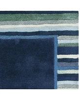 Martha Stewart Collection Striped Border MSR4715C Bluestone 4' x 6' Area Rug