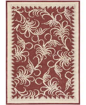 Martha Stewart Collection Fountain Swirl MSR4449C Red and Ivory 5'3" x 7'6" Area Rug