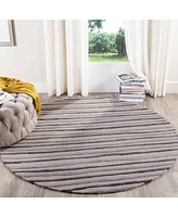 Martha Stewart Collection Hand Drawn Stripe MSR3619C Purple 6' x 6' Round Area Rug