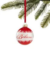 Holiday Lane Macy's Red and White Believe Ball Ornament, Exclusively at Macy's