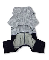 Touchdog Vogue Neck-Wrap Sweater and Denim Pant Outfit