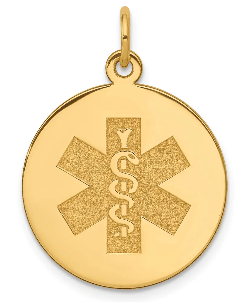 Medical Info Charm Pendant in 14k Gold