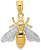 Two-Tone Bee Charm Pendant in 14k Gold - Two