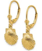 Shell Leverback Drop Earrings in 14k Yellow Gold