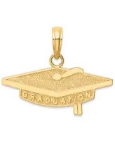 Graduation Cap Charm Pendant in 14k Yellow Gold