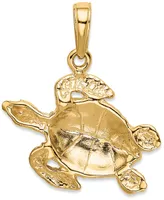 Sea Turtle Charm Pendant in 14k Yellow Gold