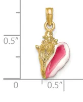 Conch Shell Charm Pendant in 14k Yellow Gold & Enamel