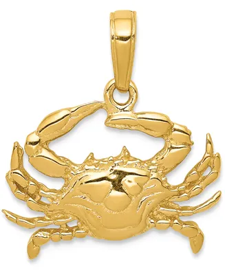 Crab Charm Pendant in 14k Yellow Gold