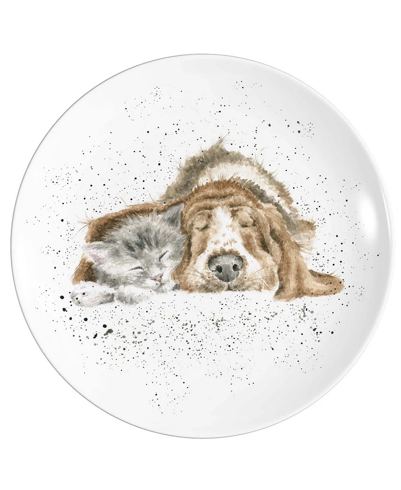 Royal Worcester Wrendale Designs Coupe Plate - Dog And Catnap