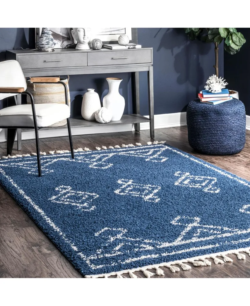 nuLoom Mackie GCDI03D Blue 6'7" x 9' Area Rug