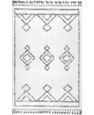 nuLoom Mackie GCDI03C White 7'10" x 10' Area Rug