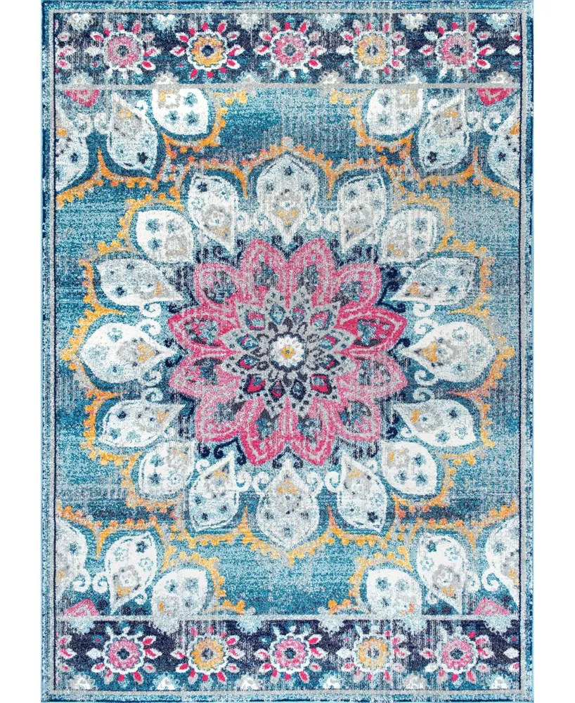 nuLoom Kiyoko RZBD59A Turquoise 4' x 6' Area Rug