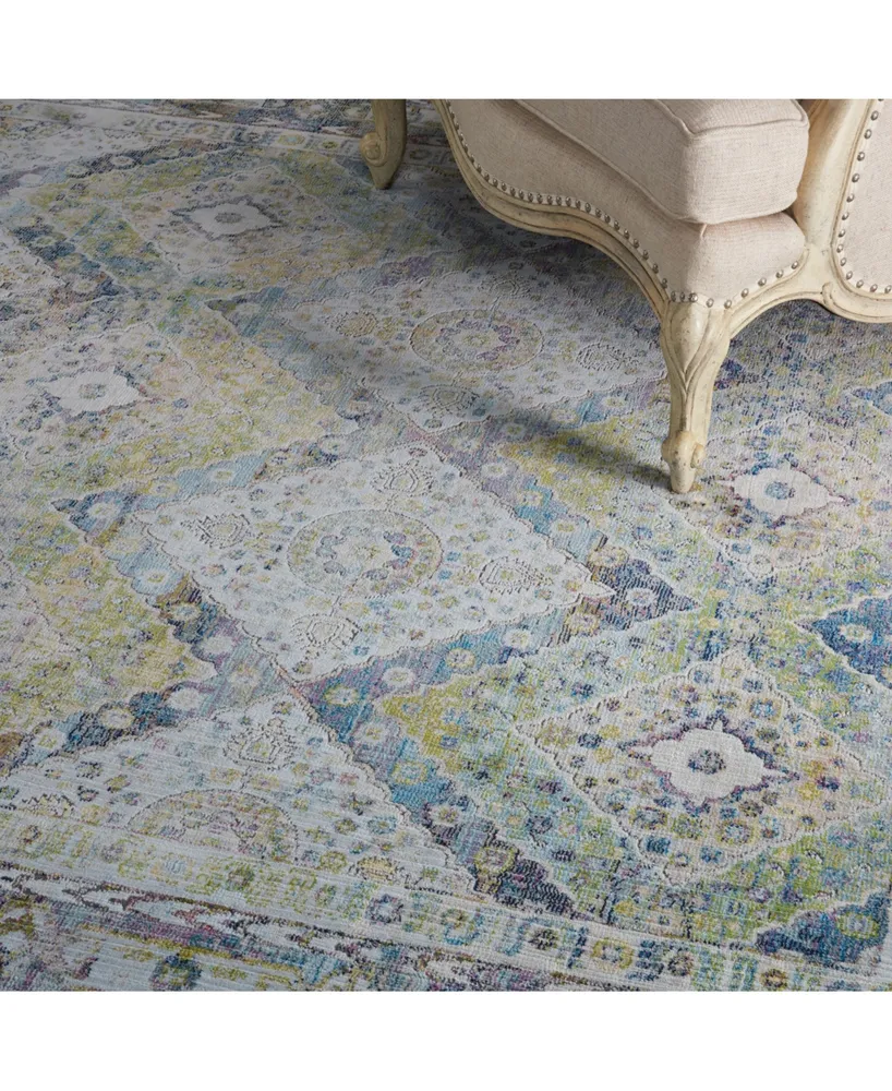 Nourison Home Ankara Global ANR07 Blue and Green 7'10" x 9'10" Area Rug