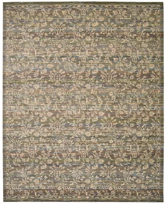 Closeout! Nourison Home Rhapsody RH012 Blue and Moss 7'9" x 9'9" Area Rug