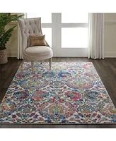 Nourison Home Ankara Global ANR06 Ivory and Blue 5'3" x 7'6" Area Rug