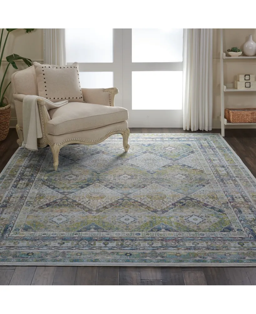 Nourison Home Ankara Global ANR07 Blue and Green 7'10" x 9'10" Area Rug