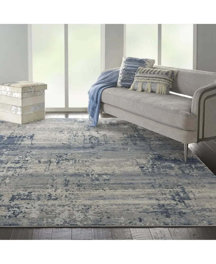 Nourison Home Rustic Textures RUS10 Ivory and Blue 7'10" x 10'6" Area Rug