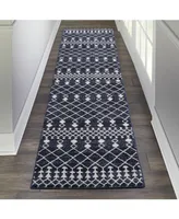 Nourison Home Palermo PMR03 Navy and Gray 2'2" x 7'6" Runner Rug