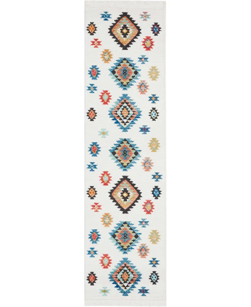 Nourison Home Navajo NAV07 White 2'2" x 7'9" Runner Rug