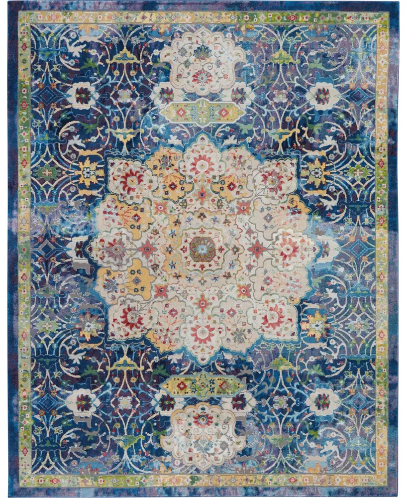 Nourison Home Ankara Global ANR03 Blue 7'10" x 9'10" Area Rug