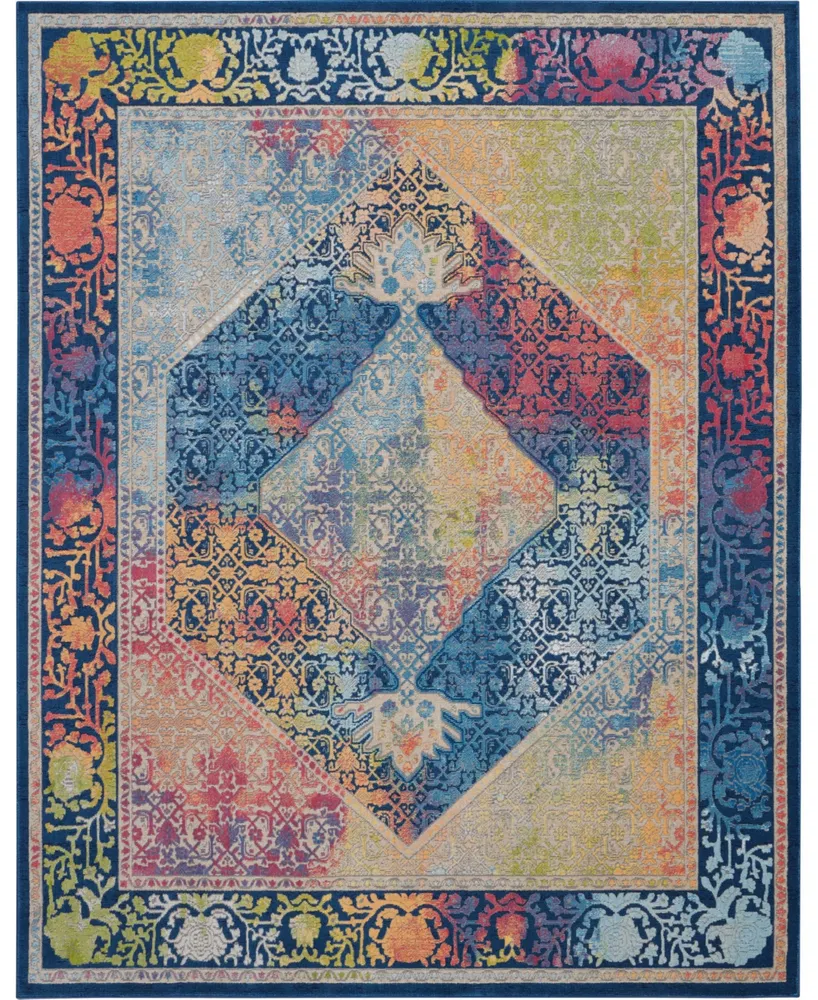 Nourison Home Ankara Global ANR04 Blue and Multi 8'10" x 11'10" Area Rug