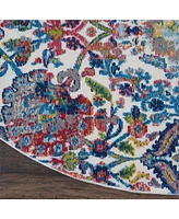 Nourison Home Ankara Global ANR06 Ivory and Blue 6' Round Rug