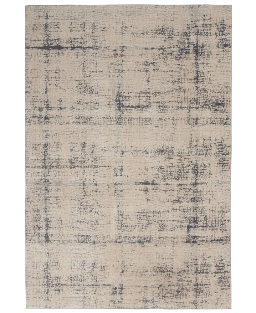 Nourison Home Rustic Textures RUS06 Ivory and Blue 3'11" x 5'11" Area Rug