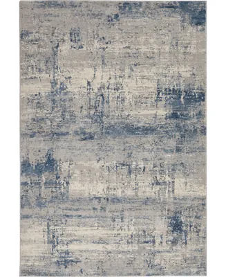 Nourison Home Rustic Textures RUS10 Ivory and Blue 3'11" x 5'11" Area Rug