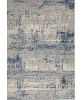 Nourison Home Rustic Textures RUS10 Ivory and Blue 3'11" x 5'11" Area Rug