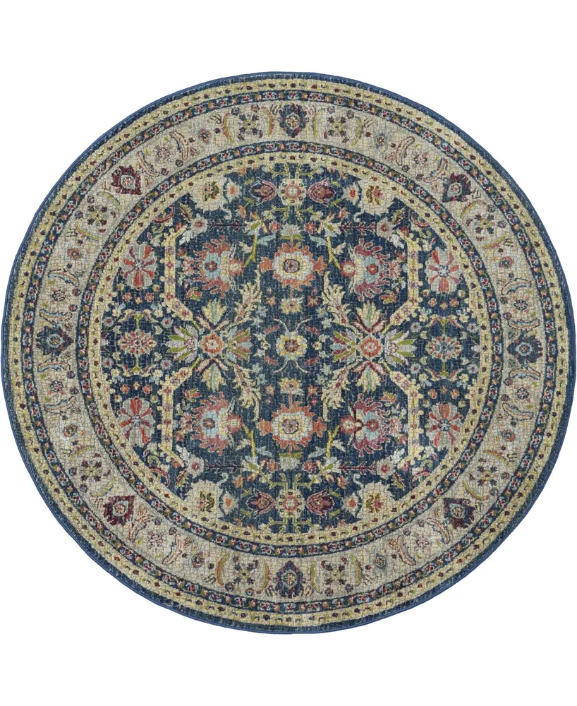 Nourison Home Ankara Global ANR13 Navy and Multi 4' Round Rug