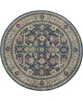 Nourison Home Ankara Global ANR13 Navy and Multi 4' Round Rug