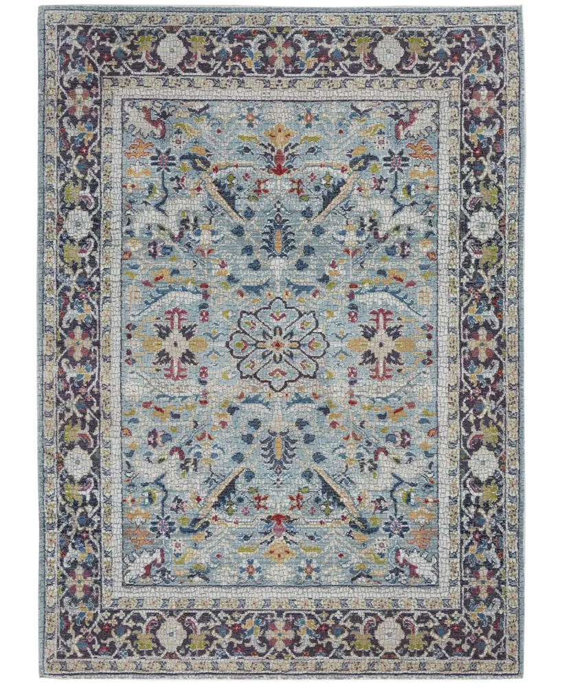 Nourison Home Ankara Global ANR14 Teal and Multi 4' x 6' Area Rug