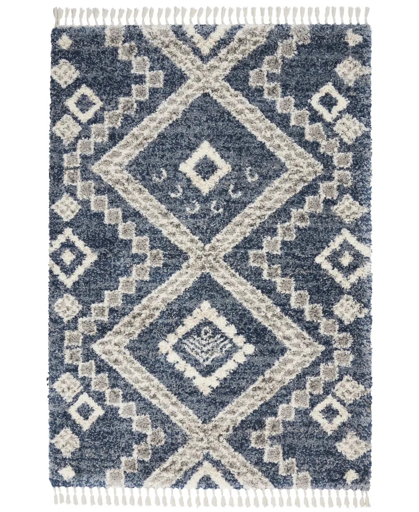 Nourison Home Oslo Shag OSL02 Denim 5'3" x 7'9" Area Rug