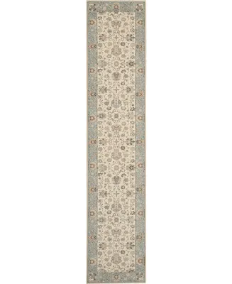 Nourison Home Living Treasures LI16 Ivory and Aqua 2'6" x 12' Runner Rug