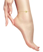 Giani Bernini Cultured Freshwater Pearl (4mm) & Starfish Ankle Bracelet 18k Gold-Plated Sterling Silver, Created for Macy's