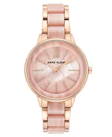 Anne Klein Women's Rose Gold-Tone & Pink Marble Acrylic Bracelet Watch 37mm