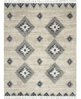 Nourison Home Oslo Shag OSL03 Ivory and Blue 5'3" x 7'9" Area Rug