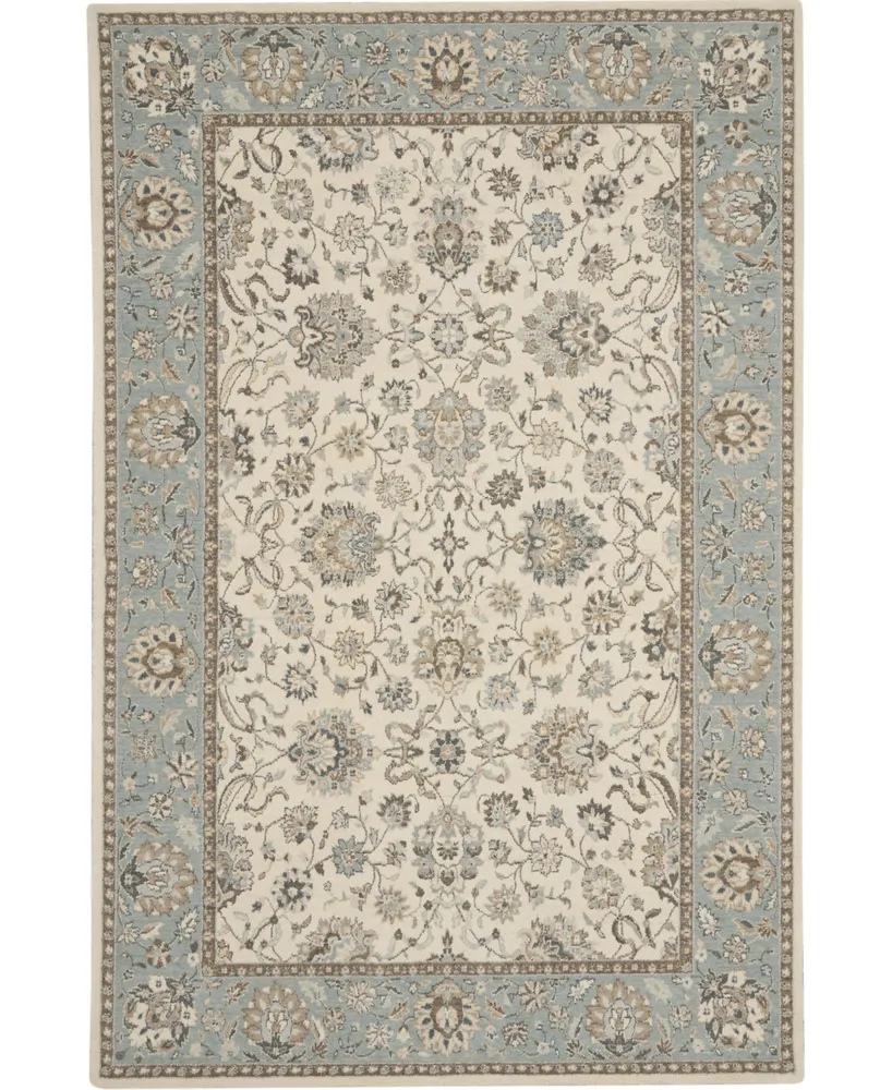 Nourison Home Living Treasures LI16 Ivory and Aqua 3'6" x 5'6" Area Rug