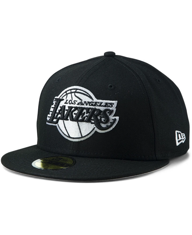 New Era Men's Black Los Angeles Lakers White Logo 59Fifty Fitted Hat