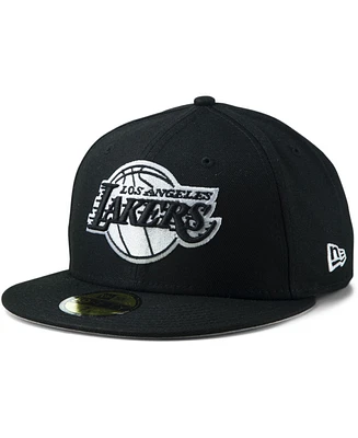 New Era Men's Black Los Angeles Lakers White Logo 59Fifty Fitted Hat