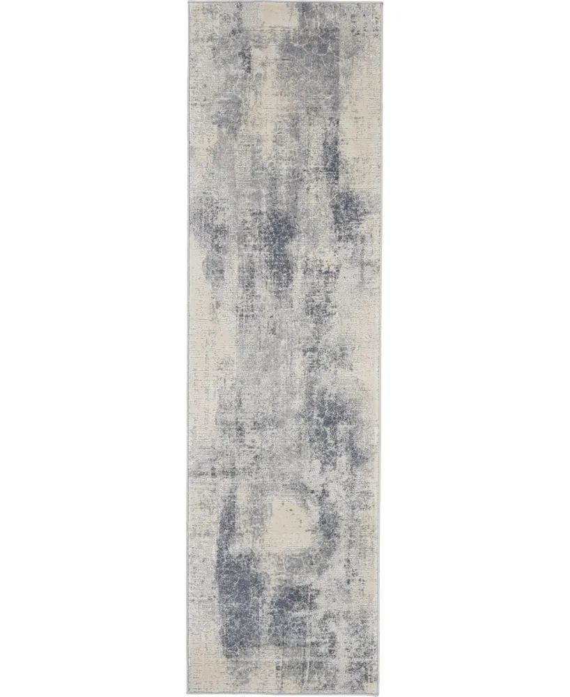 Nourison Home Rustic Textures RUS02 Blue and Ivory 2'2" x 7'6" Runner Rug