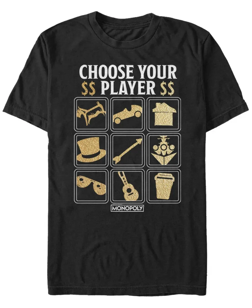 Monopoly Men's Choose Your Player Icons Short Sleeve T-Shirt