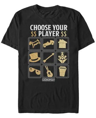 Monopoly Men's Choose Your Player Icons Short Sleeve T-Shirt