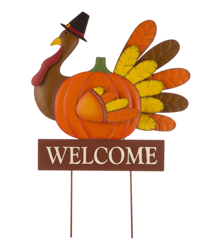 Glitzhome Thanksgiving Turkey Yard Stake-Hanging Wall Decor