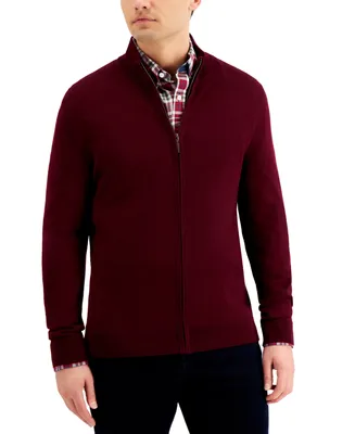 Club Room Men's Merino Zip-Front Sweater, Created for Macy's