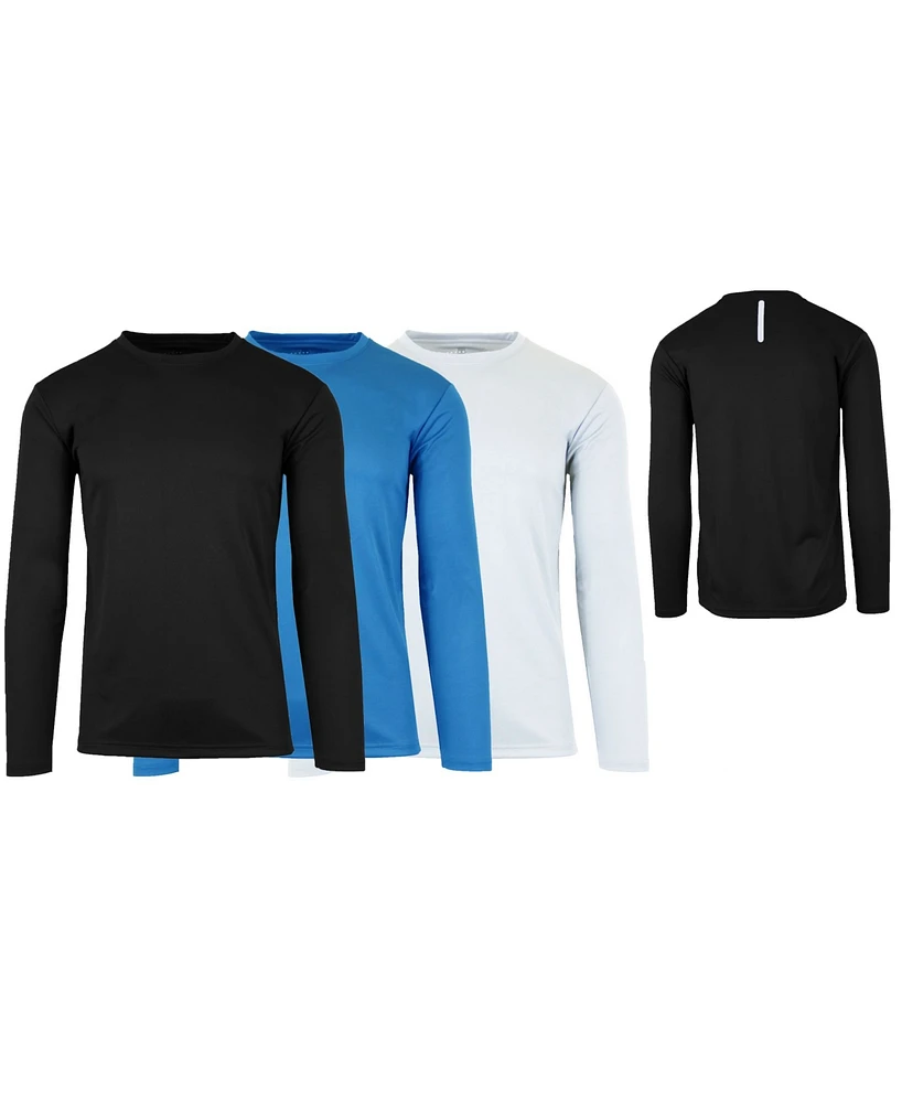 Galaxy By Harvic Men's Long Sleeve Moisture-Wicking Performance Tee, Pack of 3